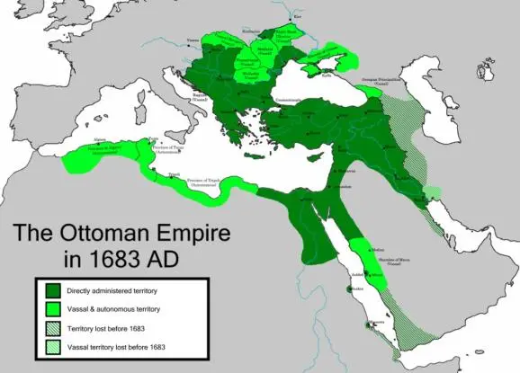 ▲1683年，鼎盛时期的奥斯曼帝国