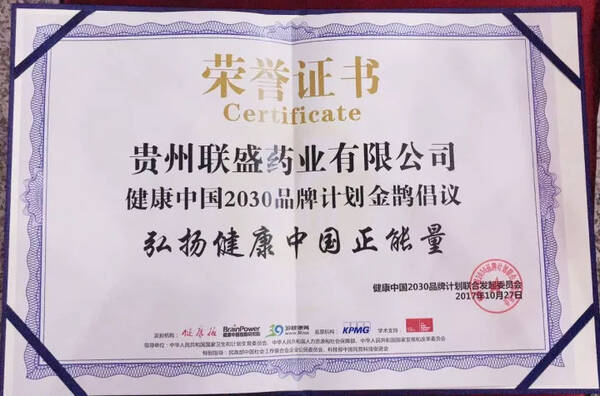 健康中国2030品牌计划发布会在京举行联盛药业斩获“健康中国金鹊”奖