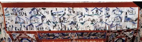 莫高窟第 290 窟人字披顶西的佛传壁画（北周）