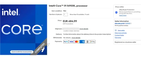 Intel 14代酷睿不小心偷跑：卖出至少9颗！