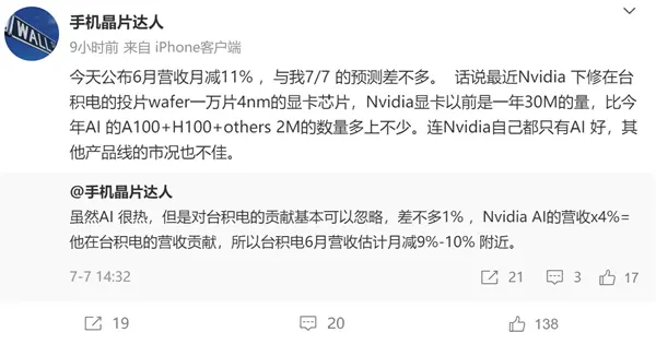 收入绝望下跌！台积电雪上加霜：大客户NVIDIA对显卡砍单