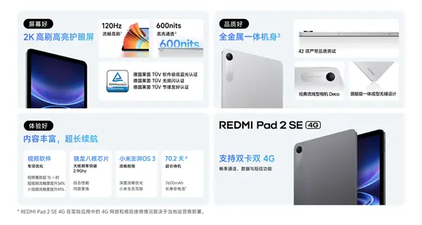 小米最便宜平板来了！REDMI Pad 2 SE发布：70天超长待机 国补价934.15元
