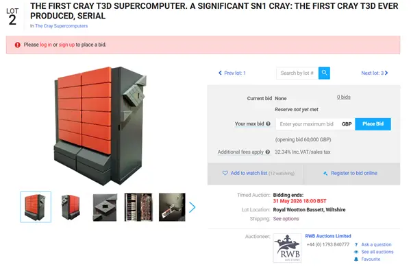 三十年前欧洲最强超算!全球首台Cray T3D拍卖:当年1个亿、现在几十万