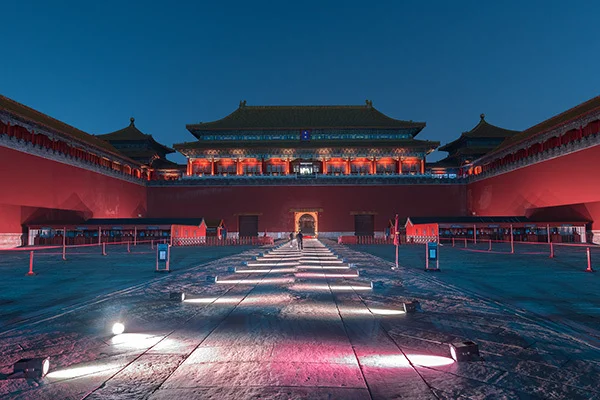 北京中軸線上的故宮夜景。澎湃新聞 資料