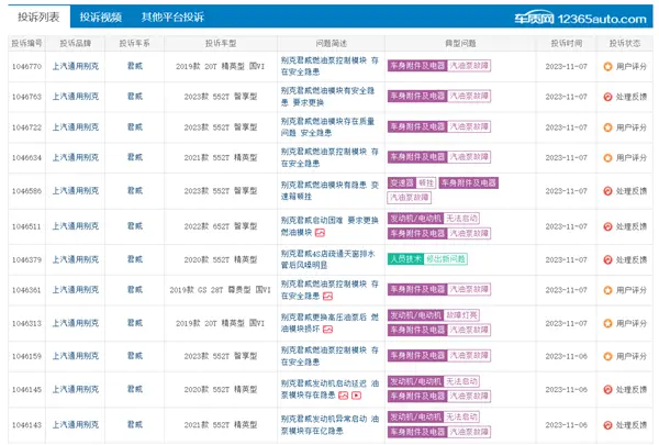 别克君威遭车主集体投诉：燃油泵控制模块有缺陷成通病