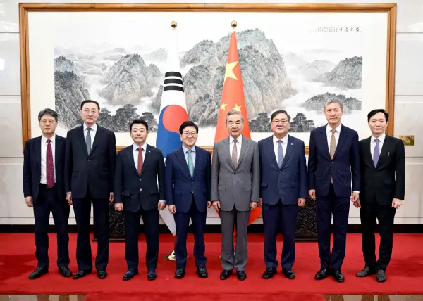 王毅会见韩国总统特使朴炳锡