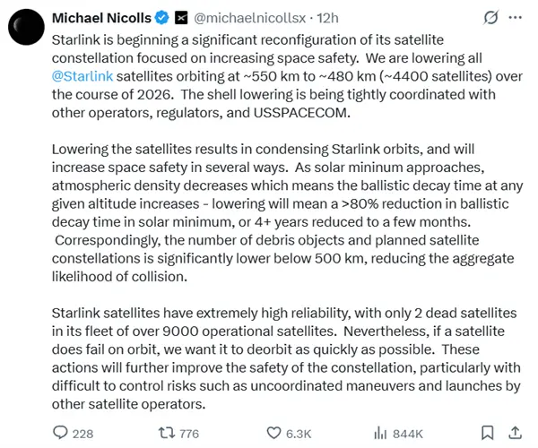 SpaceX宣布史上最大卫星降轨行动：超4000颗卫星降轨