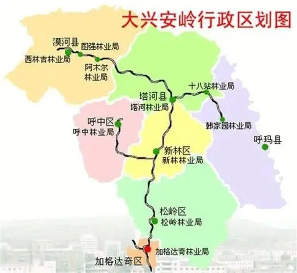 ▲加格达奇区与黑龙江省界之间隔着一个松岭区