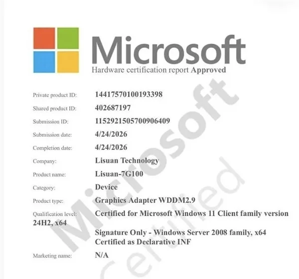 全球第四 中国第一！砺算科技显卡驱动拿到微软WHQL认证