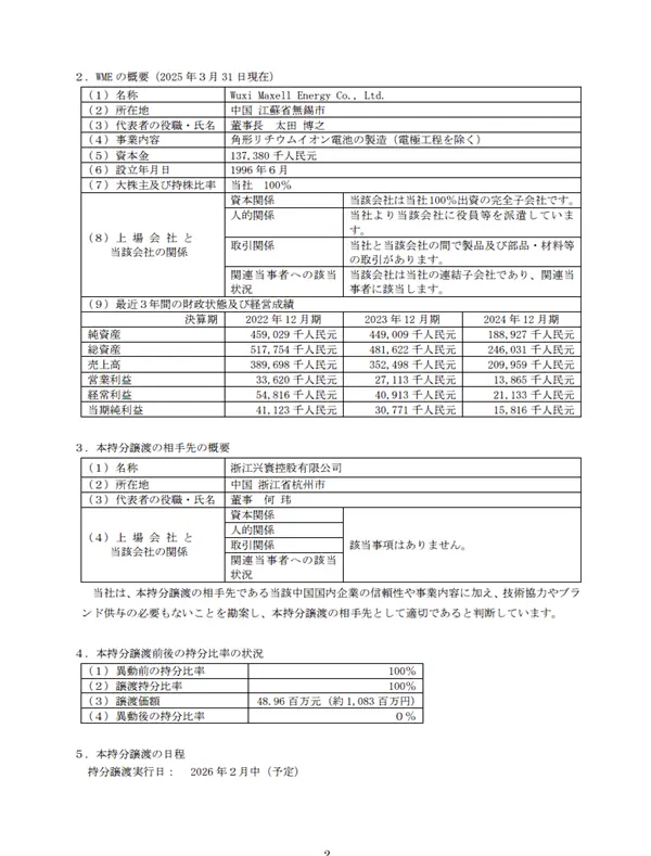 日本老牌电池企业出售在华全资子公司：卖了4896万元