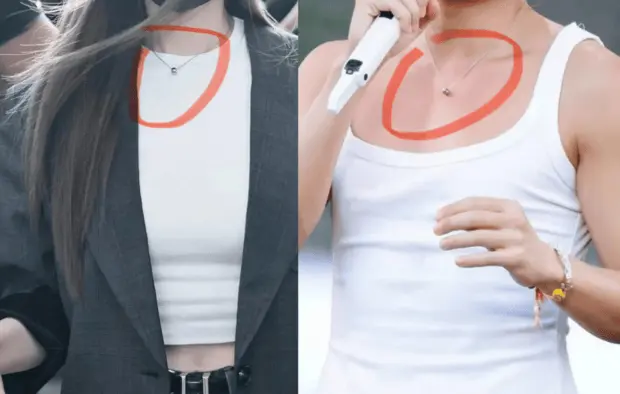 此前,有网友扒出二人戴同款项链,引发恋情猜测。