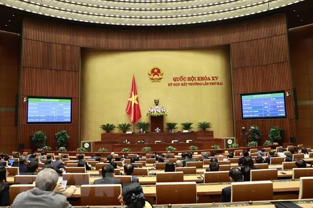 1月5日下午，越南国会代表表决通过了罢免政府两名副总理的职务。（图片来源：越通社官网）