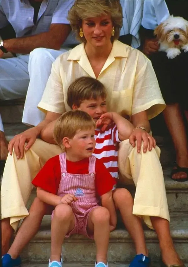 小时候的威廉与母亲戴安娜
