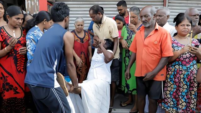 斯里兰卡：遇难者葬礼现场