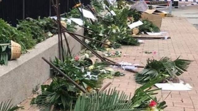 今天，香港无辜遇害老伯的悼念现场