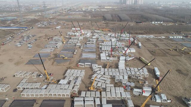 实拍石家庄集中隔离点施工现场