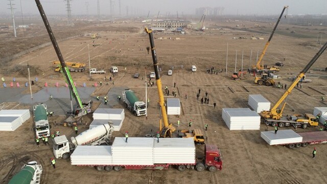 石家庄集中隔离点建设现场