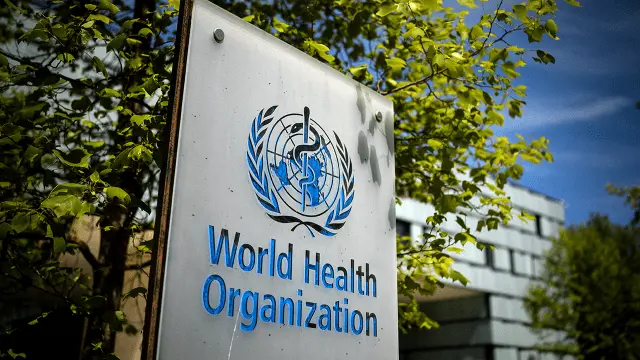 A World Health Organization sign is seen at the entrance to the organization's headquarters in Geneva. (Fabrice Coffrini/AFP via Getty Images)