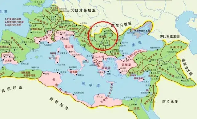 ▲罗马合并的达契亚行省的位置