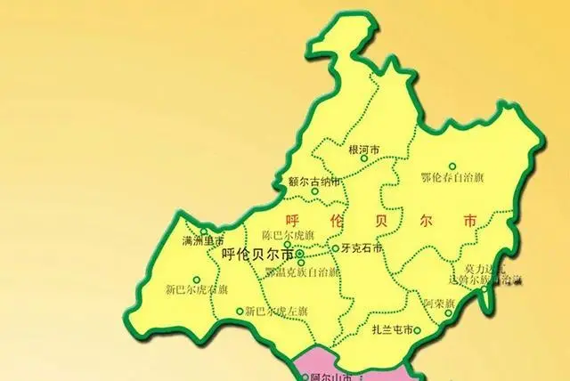 ▲内蒙古呼伦贝尔市的政区图