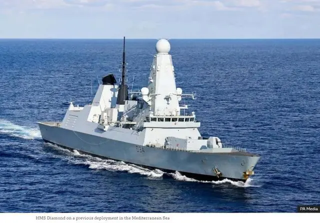 英国海军“钻石”号驱逐舰 图源：英国联合新闻社