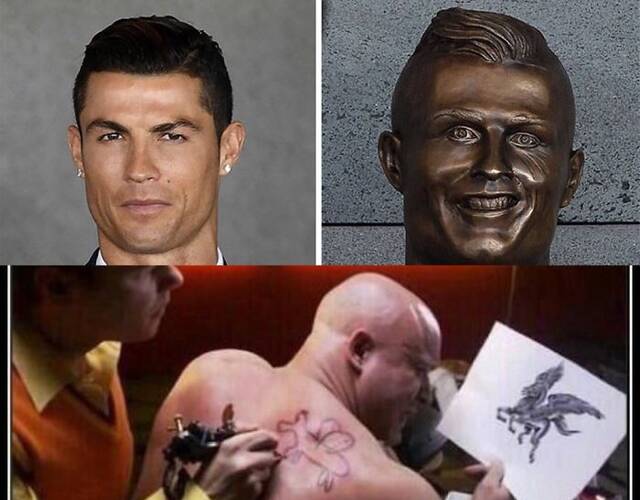 c罗雕像太邪性 网友控制不住开始ps