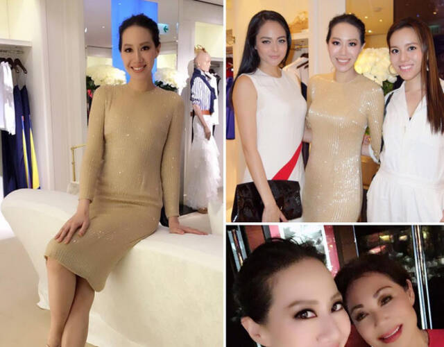 图为汪圆圆怀孕时,汪诗诗摸着妹妹的大肚.