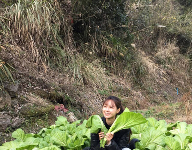 沈梦辰返乡下老家过春节 河边浣衣田间摘菜