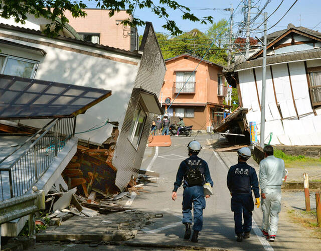 日本熊本县65级地震现场