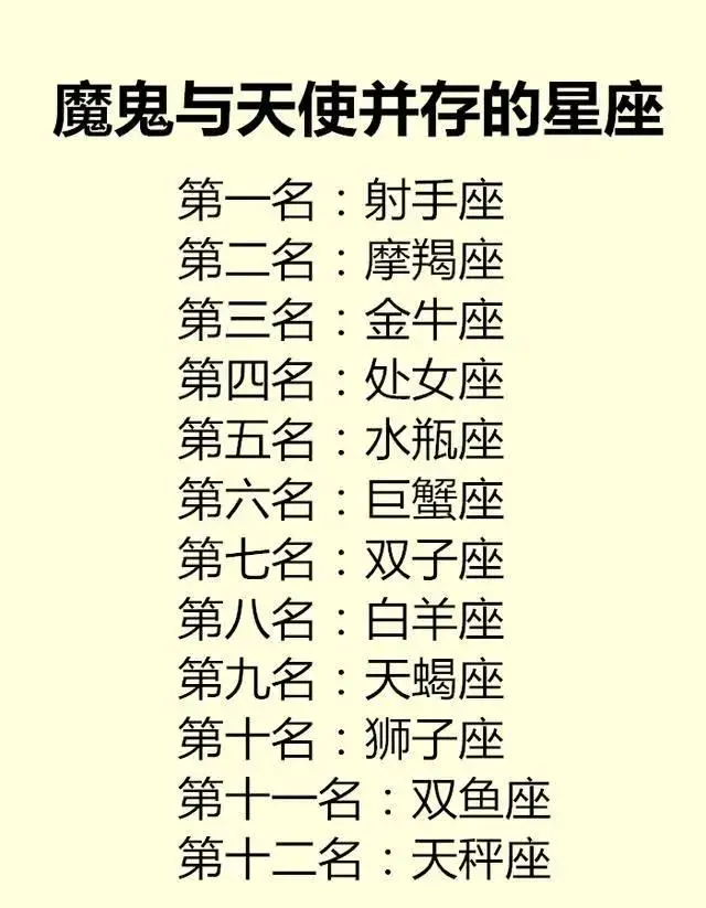 魔鬼与天使并存的星座，十二星座的信用值，12星座美女帅哥排行榜-十二星座中的天使和恶魔排名
