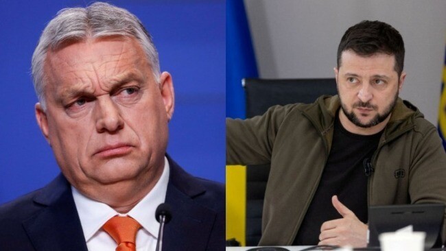 匈牙利总理欧尔班（左）和乌克兰总统泽连斯基（右）