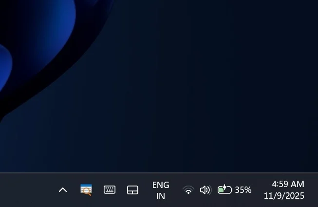 Taskbar colour battery icon with percentage