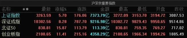 午评：创业板指半日涨超11%站上2100点 两市成交超1.66万亿元