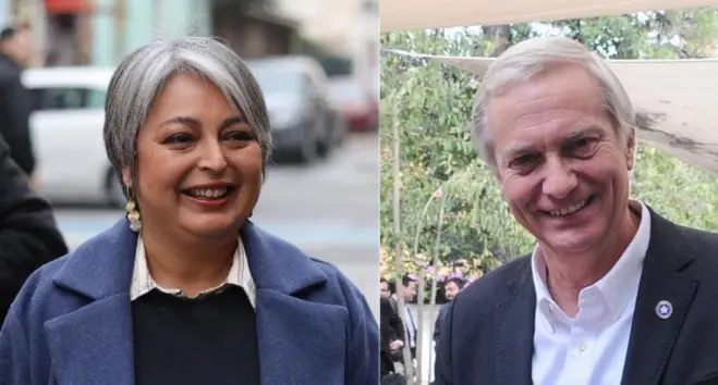 ▎珍妮特·哈拉（左）和何塞·安东尼奥·卡斯特（右）（图源：Cadem）