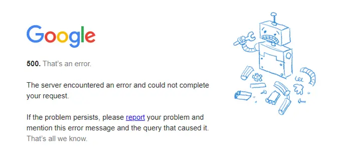 谷歌的错误信息提示