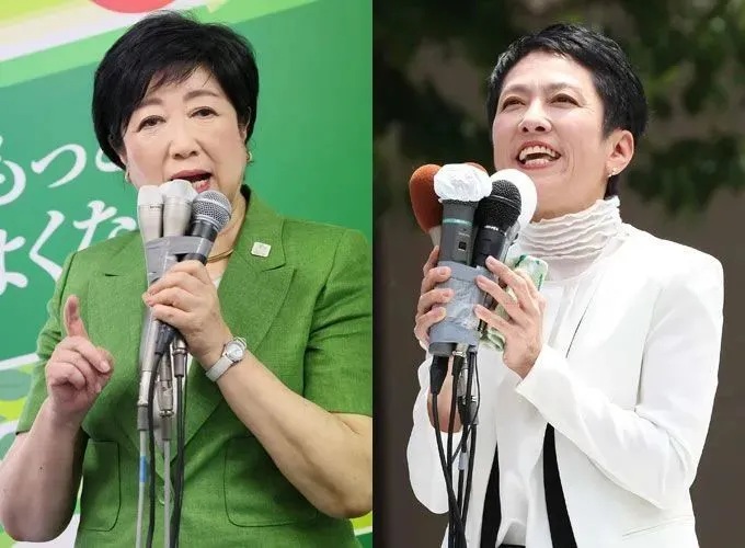 小池百合子（左）和最大竞争对手莲舫（右）