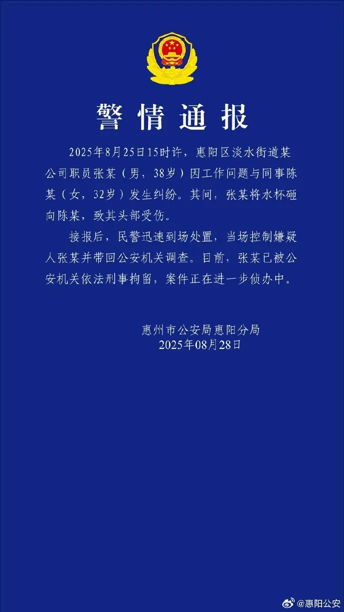 警方通报“女子称因咨询业务被男同事砸头毁容”