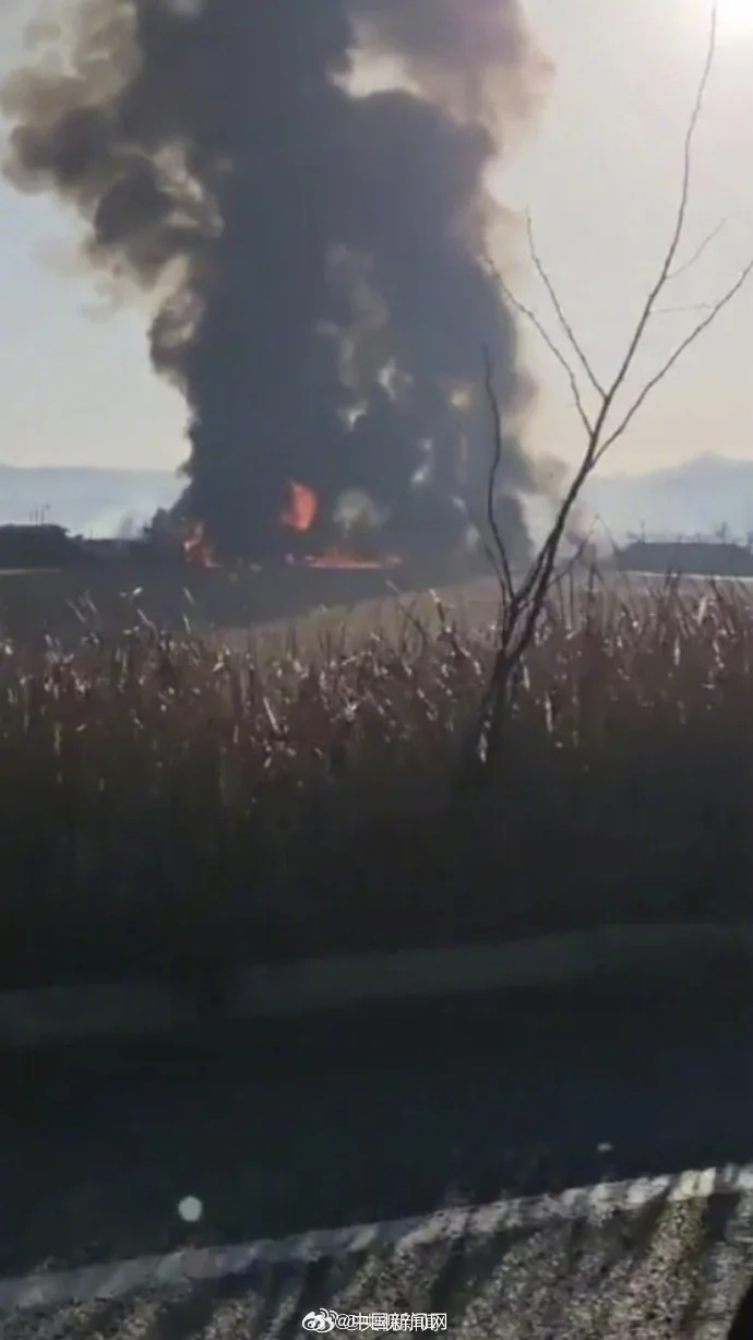 目击者讲述韩国客机起火事故:火焰从飞机右翼喷出