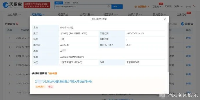 张庭TST公司因劳动纠纷被起诉 陶虹任其公司董事