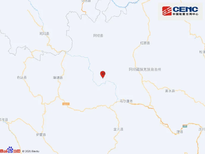 四川马尔康市先后发生5.8级、6.0级地震 震中几乎在同一位置