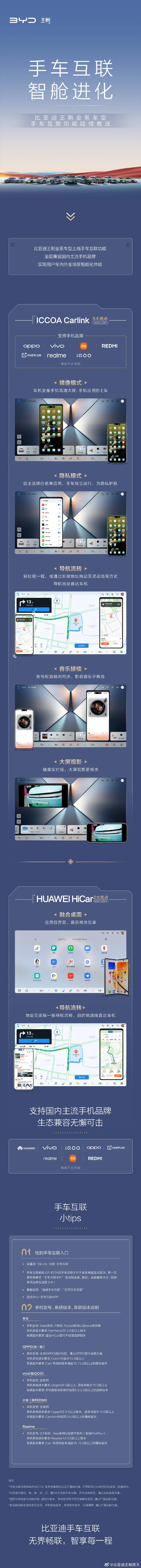 比亞迪王朝全系車型上線手車互聯(lián)功能：支持鏡像實時投屏等