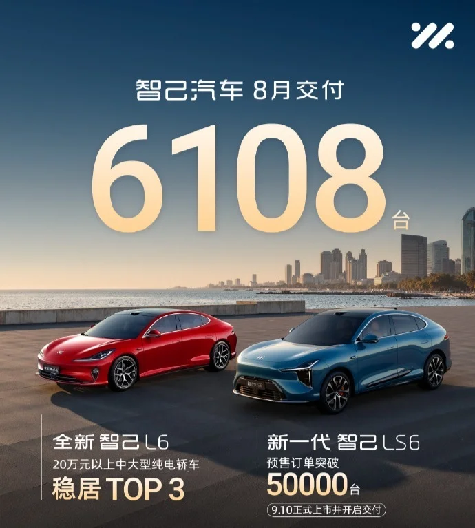 智己
8月交付6108台，新一代智己LS6于9月10日正式上市