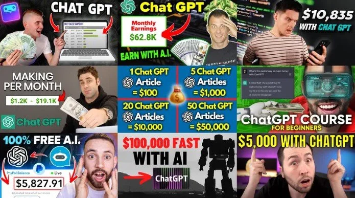 YouTube上大量视频关于“如何使用ChatGPT赚钱” 图源：The Verge