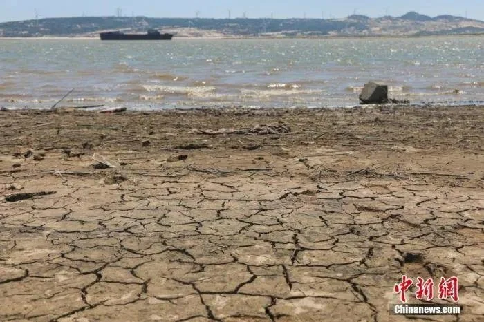 ↑鄱阳湖湖床干裂 图据中新网