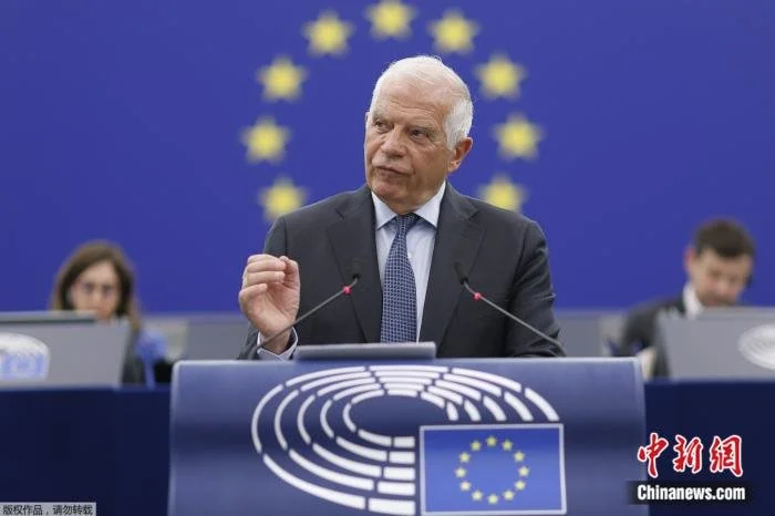 当地时间4月18日，欧盟外交与安全政策高级代表博雷利在欧洲议会上发表演讲。