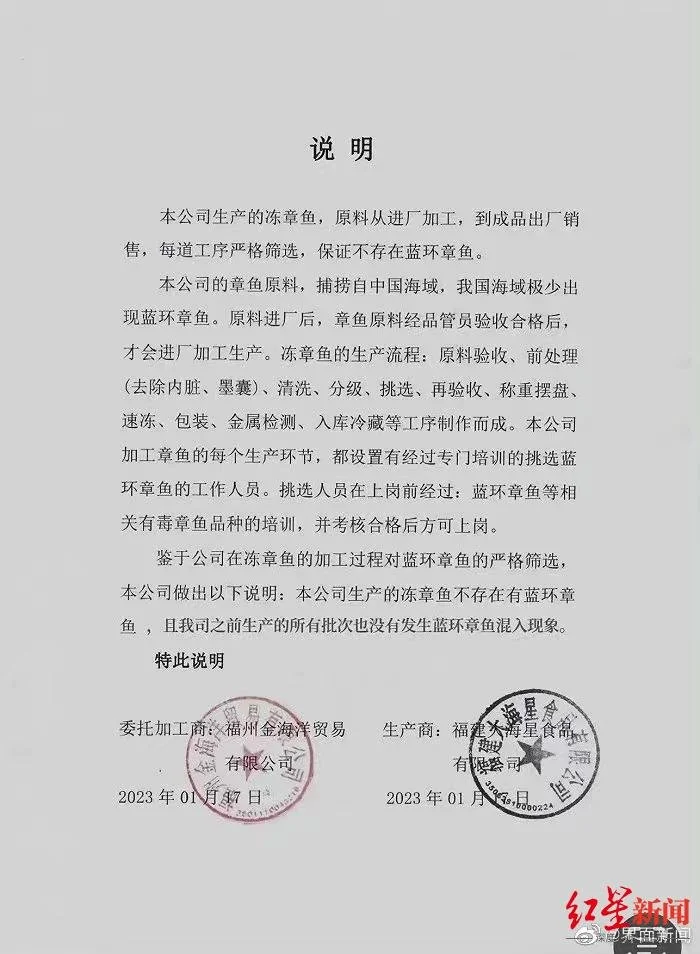 “深圳疑似蓝环章鱼”事件供应商：所在海域无蓝环章鱼，每条章鱼工人要过手四五遍（蓝环章鱼新闻图）