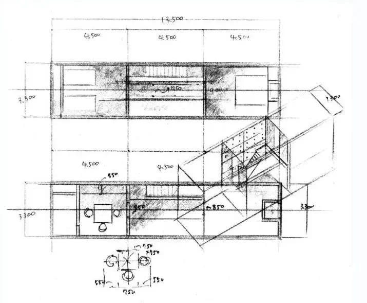 住吉的長屋草圖©2020 Tadao ANDO,Koshiro HATA/SHOGAKUKAN