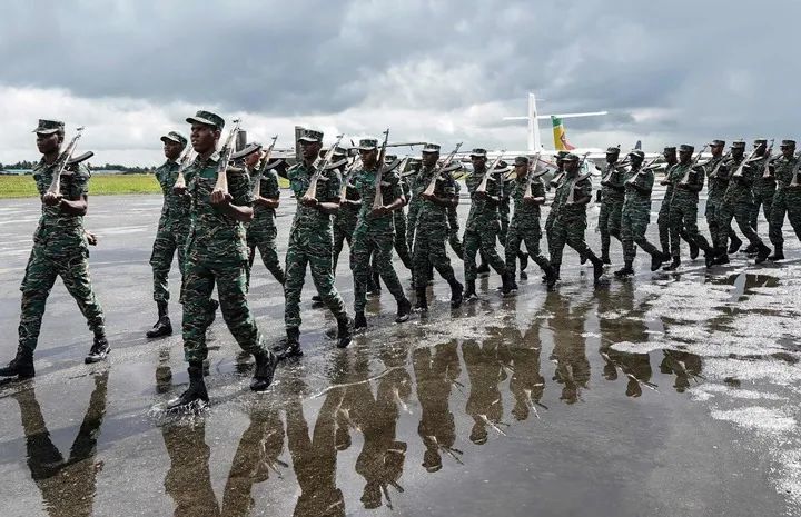 ▲2023年7月26日，圭亚那陆军士兵在进行联合军事演习。（法新社）