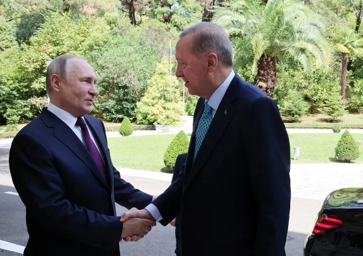 ▲9月4日，俄罗斯总统普京（左）在俄罗斯索契会见土耳其总统埃尔多安。（路透社）