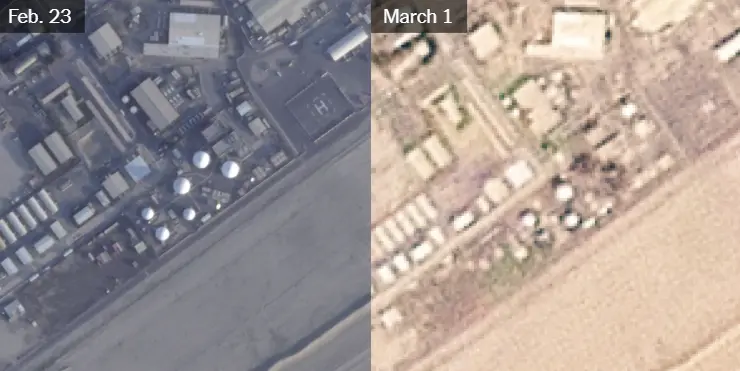 《纽约时报》称，卫星图像显示，位于科威特的美军阿里夫詹营的雷达设施遭破坏